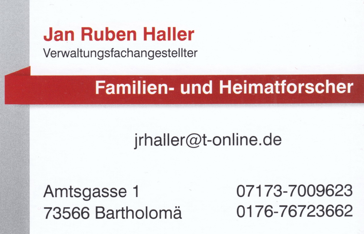 Jan Ruben Haller Familien- und Heimatforscher